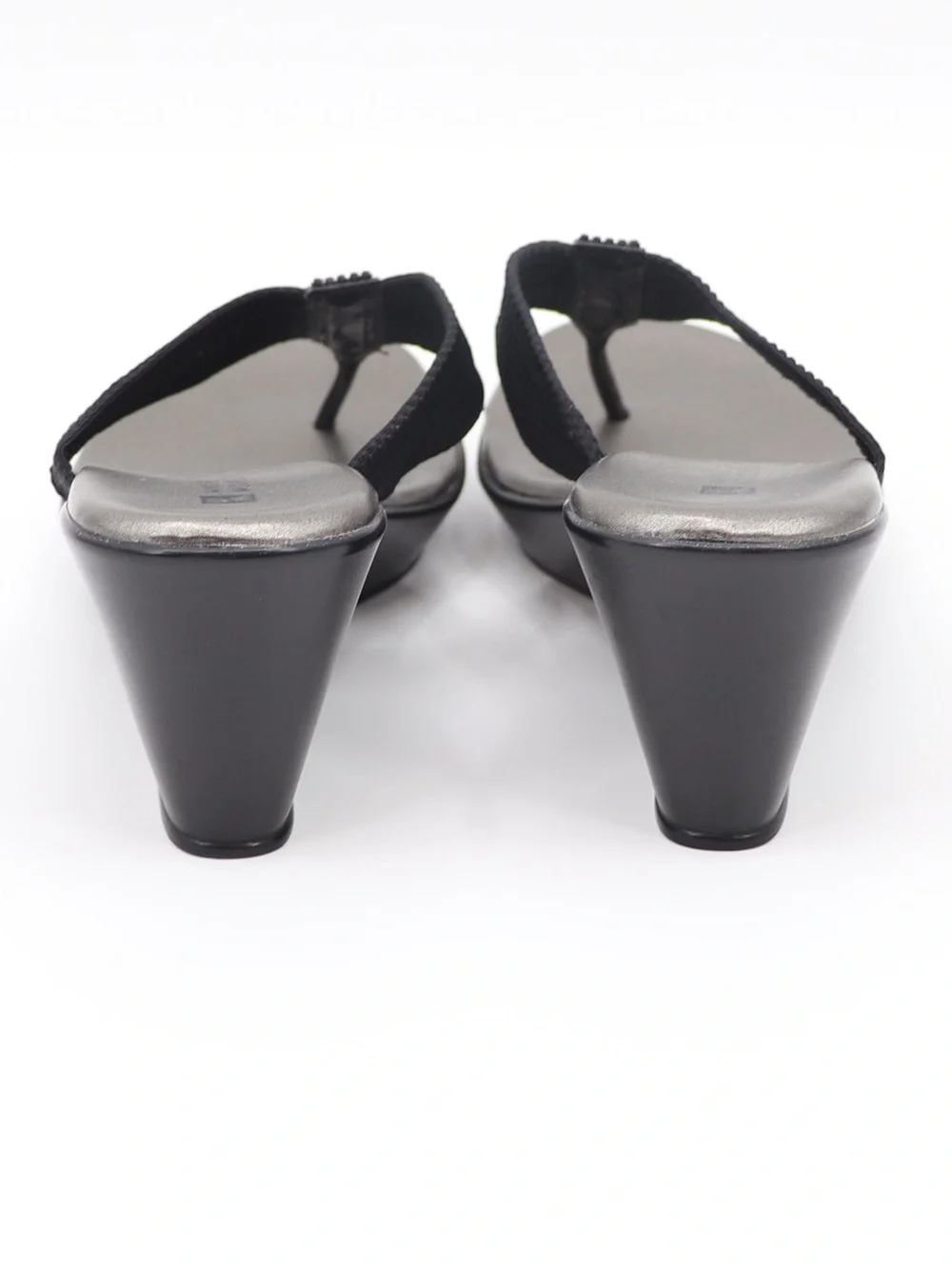 White Mountain Women’s 9 Black Rhinestone Wedge Thong Sandal